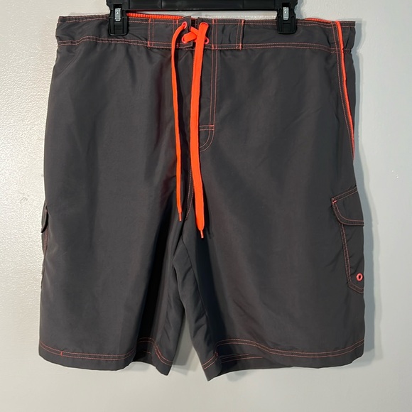 Liquid Wave Other - Liquid Wave Swim Trunks in Gray & neon Orange Men’s Sz Lg. w/draw string.